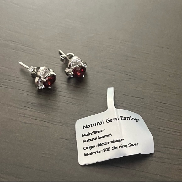 Natural Red Garnet Earrings - Picture 5 of 6